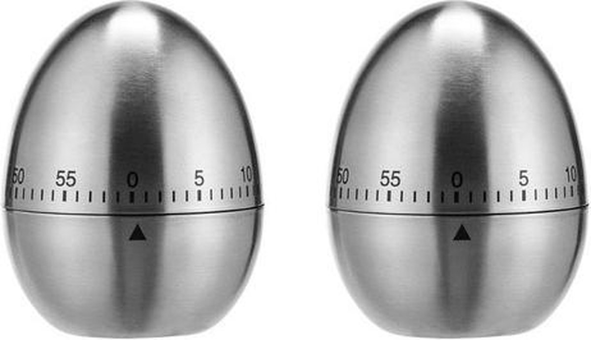 2x RVS kookwekkers / eierwekkers in ei vorm 7,5 cm - Analoge kookwekker