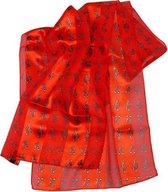 Sjaal met satijnen strepen vioolsleutels (rood)
