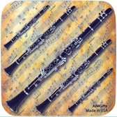 Onderzetter, klarinet met bladmuziek