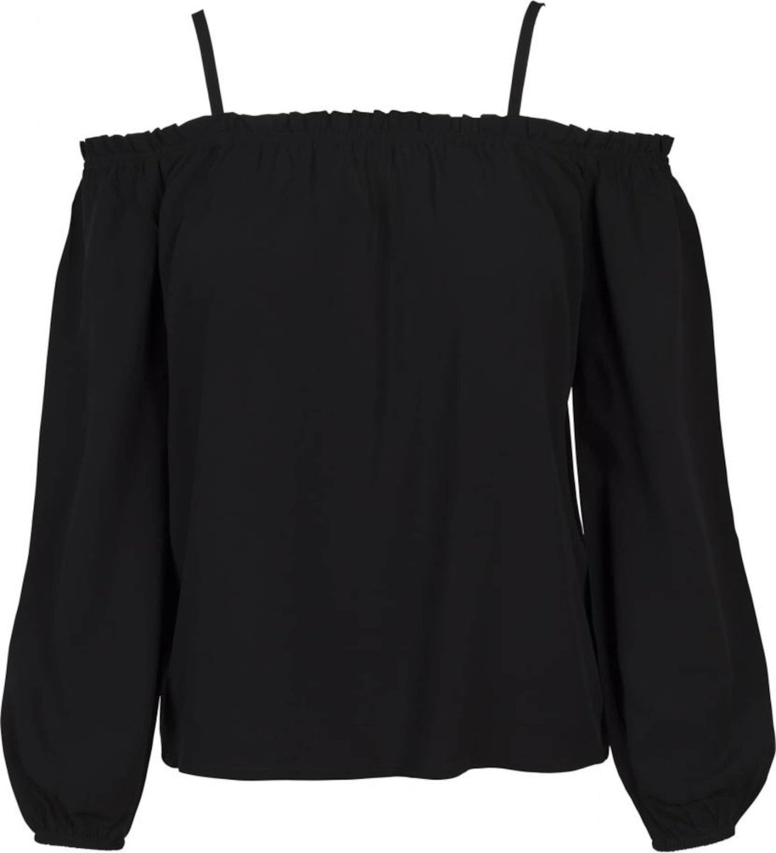Urban Classics Cold Shoulder Longsleeve Dames Shirt met lange mouwen 4XL Zwart