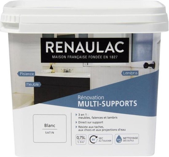 RENAULAC Schilderij Renovatie Multisupports 3 in 1 Wit - Satijn - 0,75L - 9m� / opslag
