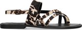 Sacha - Dames - Zwarte sandalen met koeienprint - Maat 37