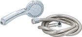 Pommeau de douche bain et douche (8cm) avec tuyau (150cm) - 5 niveaux d'eau