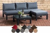 Clp Fiji Loungeset - 1,25 mm Poly-rotan - Zwart Grijs