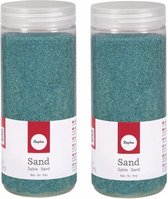 2x Fijn decoratie zand turquoise 475 ml - Zandkorrels - Hobby/decoratiemateriaal