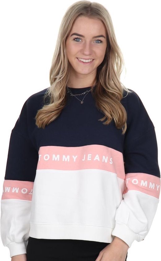 Tommy Jeans Sweater Colour Blocked Classic White / Multi | bol.com