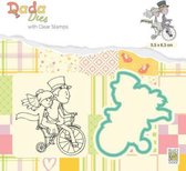 Nellie's Choice DADA Die & Clear stamp marriage - Bruidspaar op fiets DDCS027 55x63mm