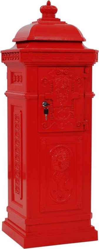 vidaXL Pilaar brievenbus vintage stijl roestbestendig aluminium rood