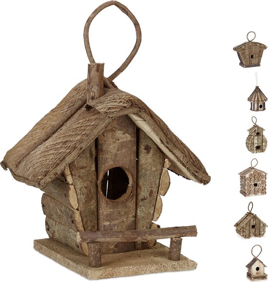 ongeduldig priester komen Relaxdays decoratie vogelhuis - vogelhuisje - nestkast - hout - mini  vogelhuis - hangend | bol.com