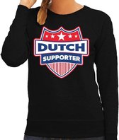 Dutch supporter schild sweater zwart voor dames - Nederland landen sweater / kleding - EK / WK / Olympische spelen outfit XXL