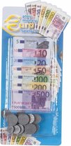 Set van 6x stuks speelgoed kassa euro speelgeld 90 delig - Speelgoed munten en biljetten