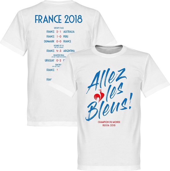 Frankrijk Allez Les Bleus WK 2018 Road To Victory T-Shirt - Wit - S