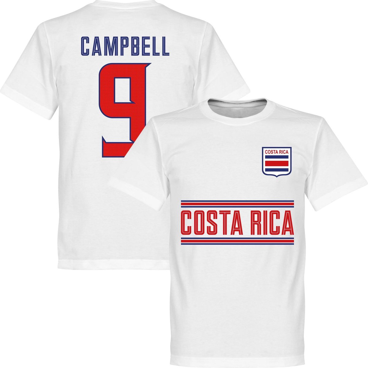 Costa Rica Campbell 9 Team T-Shirt - Wit - XXXL