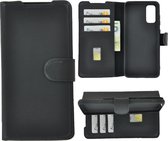 Samsung Galaxy S20 hoesje - Bookcase - Portemonnee Hoes Echt leer Wallet case Antiek Zwart