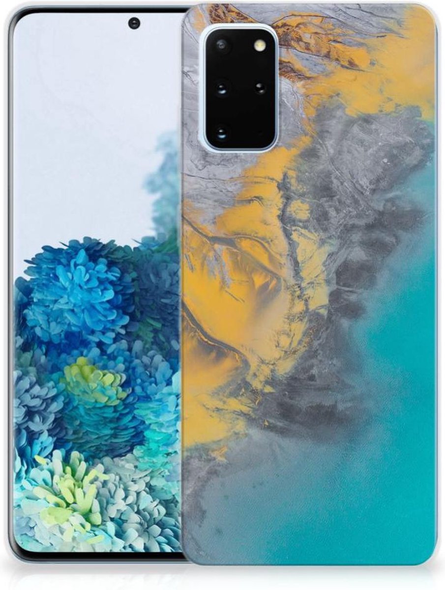 Samsung Galaxy S20 Plus TPU Siliconen Hoesje Marble Blue Gold
