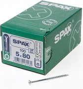 Spax Spaanplaatschroef platverzonken kop verzinkt T-Star T20 deeldraad 5.0 x 80mm (Prijs per 100 stuks)