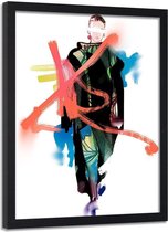 Foto in frame , Man ,Grunge kunst ,70x100cm , multikleur, wanddecoratie