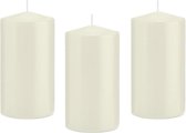 12x Ivoorwitte cilinderkaars/stompkaars 8 x 15 cm 69 branduren - Geurloze kaarsen - Woondecoraties