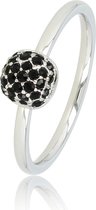 My Bendel - Mooie ring zilver met zwarte zirkonia stenen - Fijne ring met zwarte zirkonia stenen, gemaakt van mooi blijvend edelstaal - Met luxe cadeauverpakking