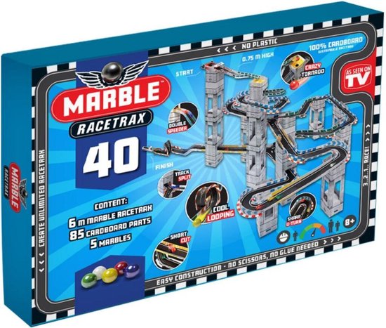 Marble Racetrax Circuit Set Knikkerbaan – Racebaan – 40 Sheets 6 Meter