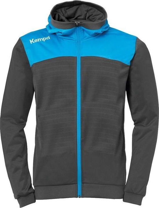 Kempa Emotion 2.0 Jas met Capuchon Kind Antraciet-Kempa Blauw Maat 152