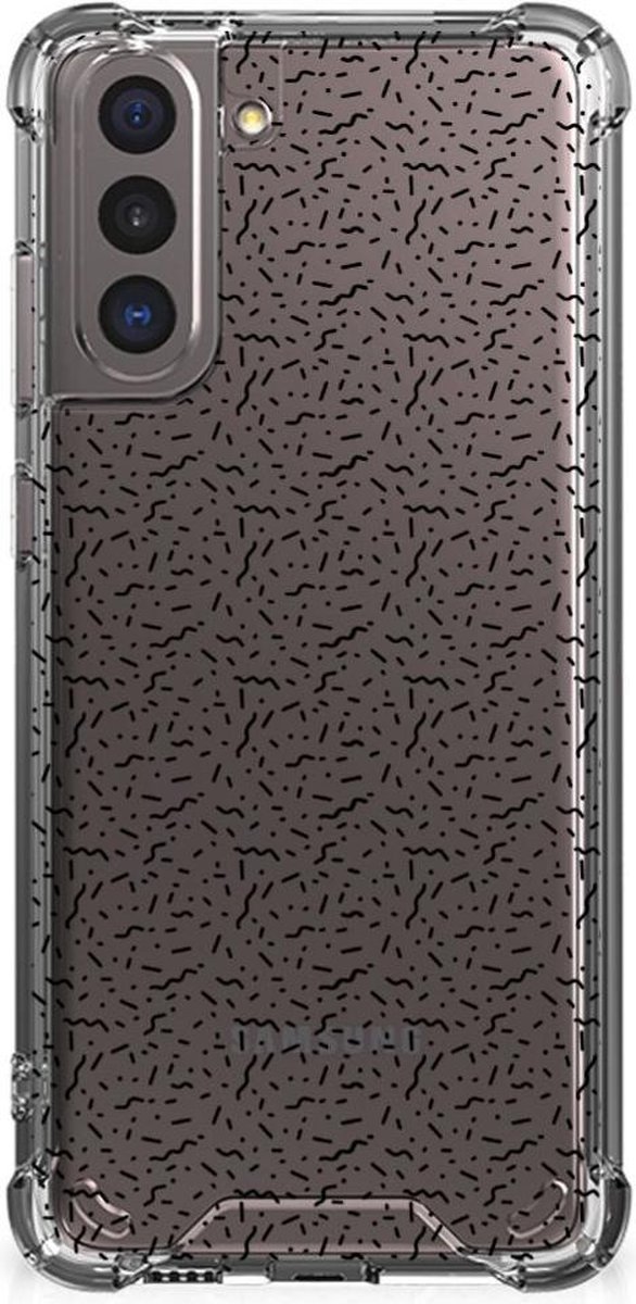 Samsung Galaxy S21 Doorzichtige Silicone Hoesje Stripes Dots