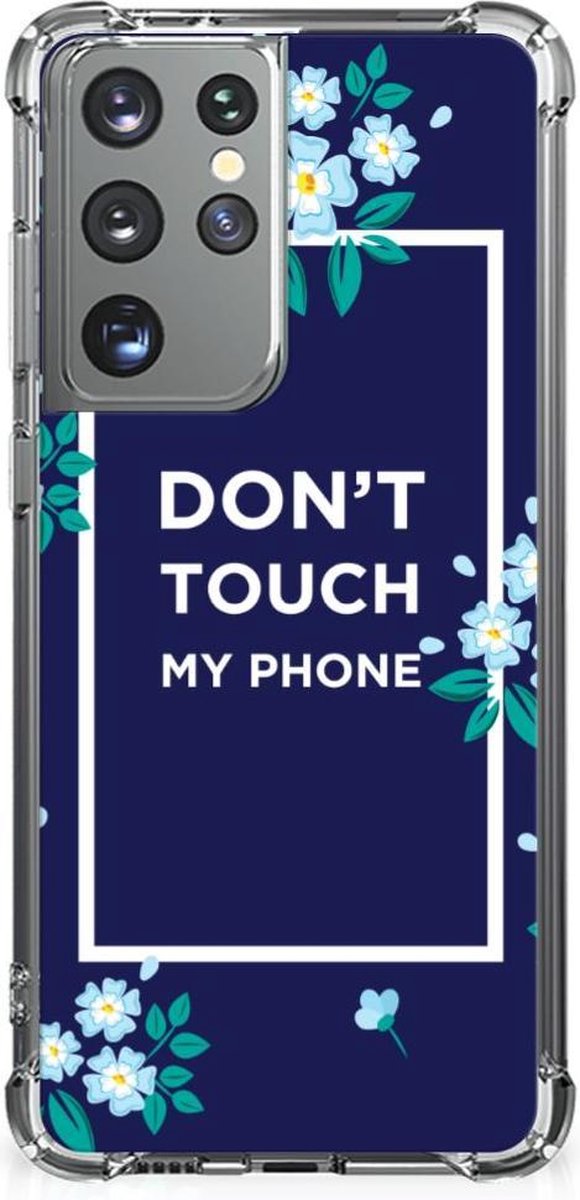Samsung Galaxy S21 Ultra Anti Shock Case Flowers Blue DTMP
