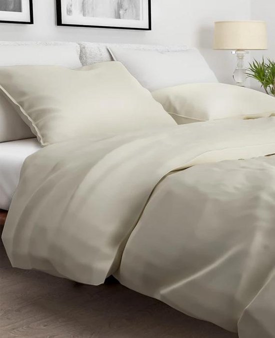 Zohome Dekbedovertrek Satinado - Effen Bedlinnen - 260x220 - Off-White - Dekbedhoes van 100% Katoen-Satijn van Merkloos — afbeelding 2