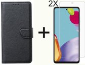 BixB Samsung A52 / A52s hoesje - Met 2x screenprotector / tempered glass - Book Case Wallet - Zwart