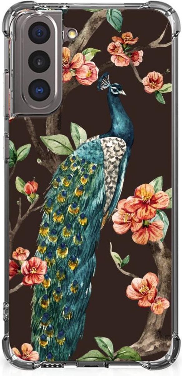 Samsung Galaxy S21 Case Anti-shock Pauw met Bloemen