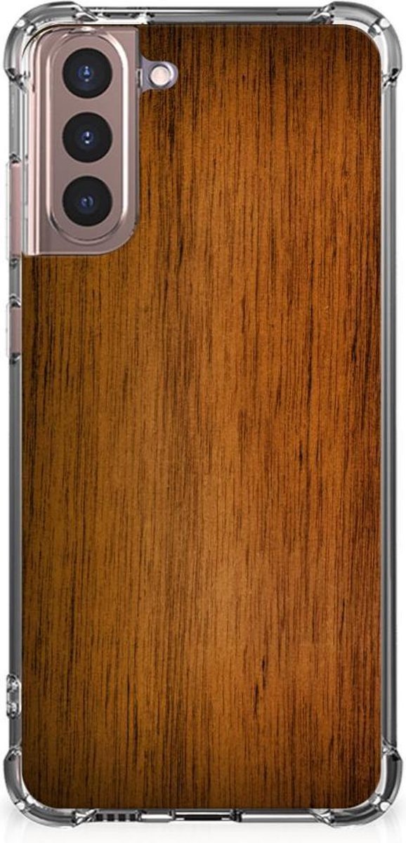 Samsung Galaxy S21 Plus Stevig Telefoonhoesje Donker Hout