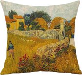 TDR -Sierkussensloop  - van katoen en linnen - 45 x 45 cm - Thema: van Gogh , Boerderij in de Provence,
