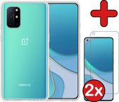 OnePlus 8T Hoesje Transparant Siliconen Case Met 2x Screenprotector - OnePlus 8T Hoes Silicone Cover Met 2x Screenprotector - Transparant