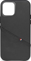 DECODED Leren Back Cover - iPhone 12 Mini - Hoogwaardig Europees Leer - Hoesje met Pasjeshouder - Magnetische Technologie van Apple - Zwart
