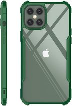 Hoesje geschikt voor Apple iPhone 12 Mini - Super Protect Slim Bumper - Back Cover - Groen/Transparant