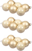 24x stuks kerstversiering kerstballen champagne van glas - 8 cm - mat/glans - Kerstboomversiering