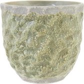Bloempot voor Binnen en Buiten - Plantenbak - Plantenpot - Forest texture groen - 14x14xh13cm - Rond conisch aardewerk