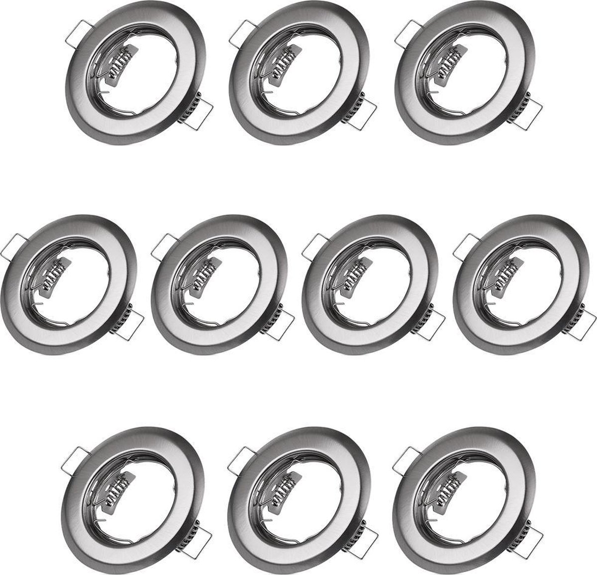 Kapjes/ frame voor spots, inbouwarmatuur, behuizing, set van 10, glanzend zilver