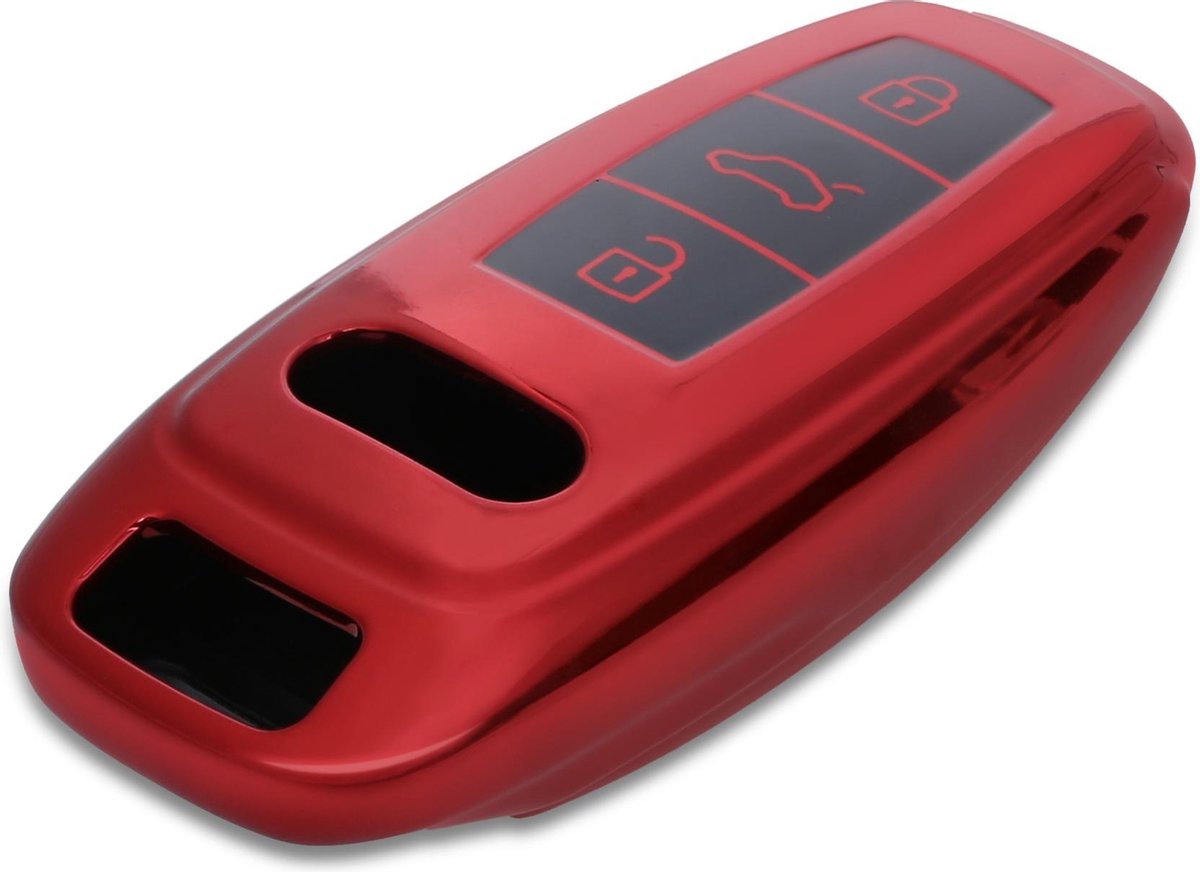 kwmobile autosleutel hoesje compatibel met Audi 3-knops Smartkey autosleutel (alleen Keyless Go) hoes - Autosleutel behuizing - Sleuteletui in zwart/rood