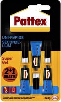 Pattex Secondelijm Gel - 3x3g Gram- 2+1 gratis Transparant - 3 x 3 gram
