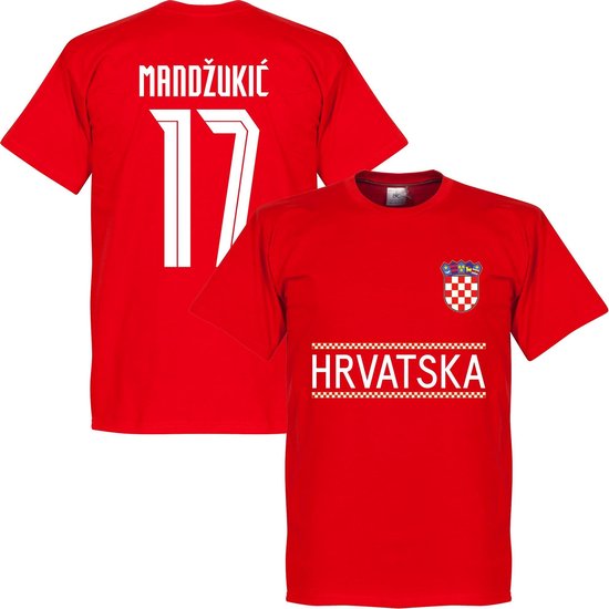 Kroatië Mandzukic Team T-Shirt 2021-2022 - Rood - Kinderen - 92/98