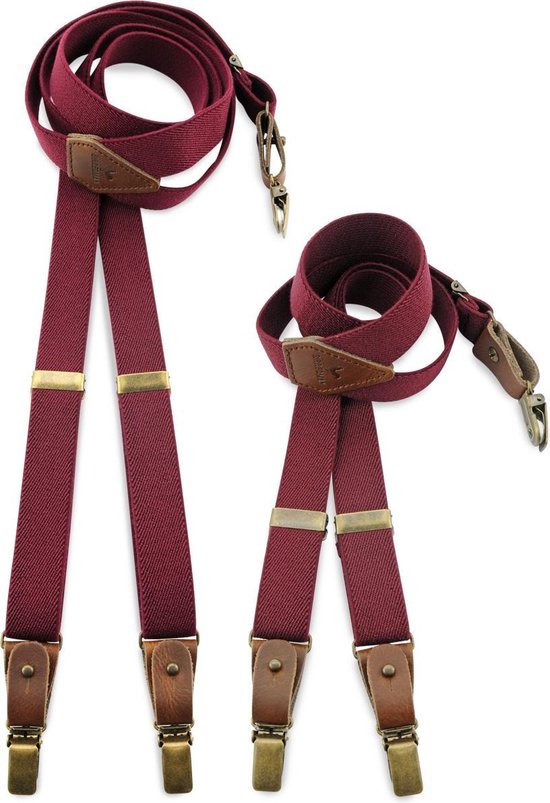 We Love Ties - Mini-me bretels 100% made in set buck burgundy - mauve |