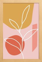 JUNIQE - Poster in houten lijst Grow -60x90 /Geel & Roze