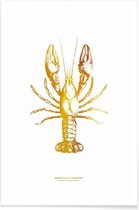 JUNIQE - Poster American Lobster gouden -20x30 /Goud & Wit