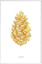 JUNIQE - Poster met kunststof lijst Pinecone gouden -20x30 /Goud & Wit