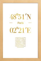 JUNIQE - Poster met houten lijst Paris gouden -13x18 /Goud & Wit