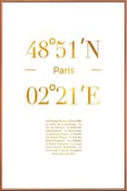 JUNIQE - Poster met kunststof lijst Paris gouden -13x18 /Goud & Wit