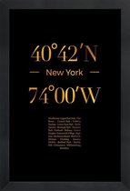 JUNIQE - Poster met houten lijst New York gouden -40x60 /Goud & Zwart