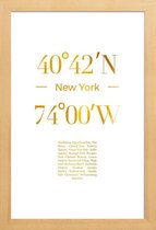 JUNIQE - Poster met houten lijst New York gouden -20x30 /Goud & Wit