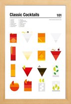 JUNIQE - Poster in houten lijst Klassieke cocktails - minimalistisch